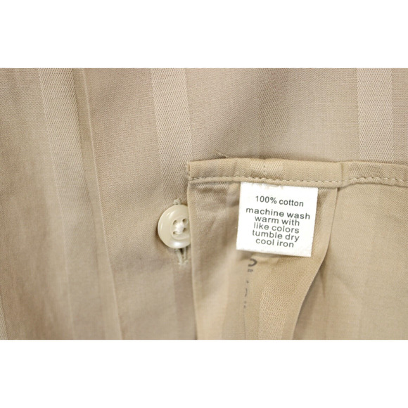 Paul Fredrick Dress Shirt Men 15 1/2 - 34 Imperial 100s Two Ply French Cuff Tan - Picture 8 of 9